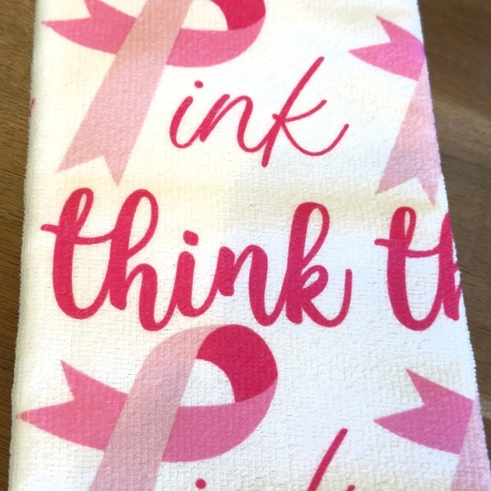 Think Pink Breast Cancer Awareness Kitchen Towel Coffee Mug Set New